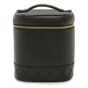 CHANEL Black Leather Logo Vanity Bag